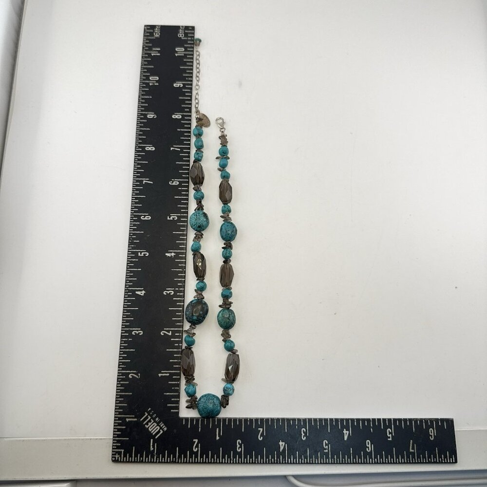 Deb Guyot Necklace Turquoise Blue Quartz Sterling Silver 925 HSN Beaded Matrix - Picture 2 of 11